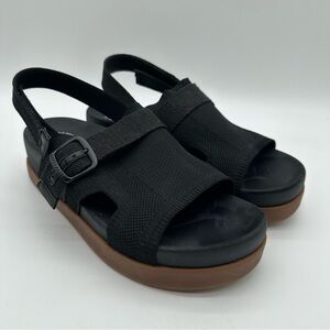 REVITALIGN Remi Orthotic Adjustable Black Knit Women's Platform Sandals